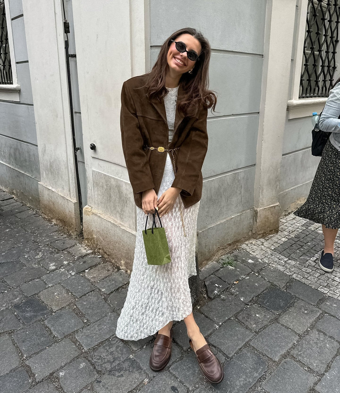 Lose Wildlederjacke mit Retro-Samtaufschlägen - Loise