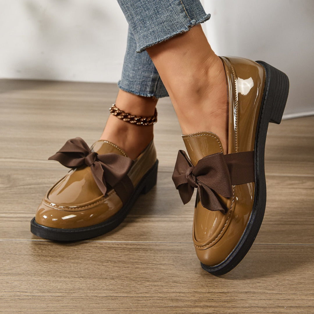 Damen Slipper Leder Schleife glänzend - Camila