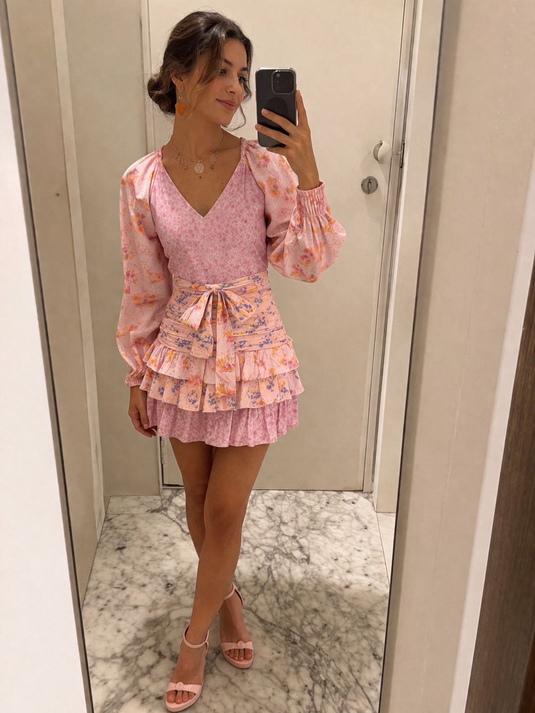 Kurzes überkreuztes Boho Kleid mit Rüschen - Cinzia
