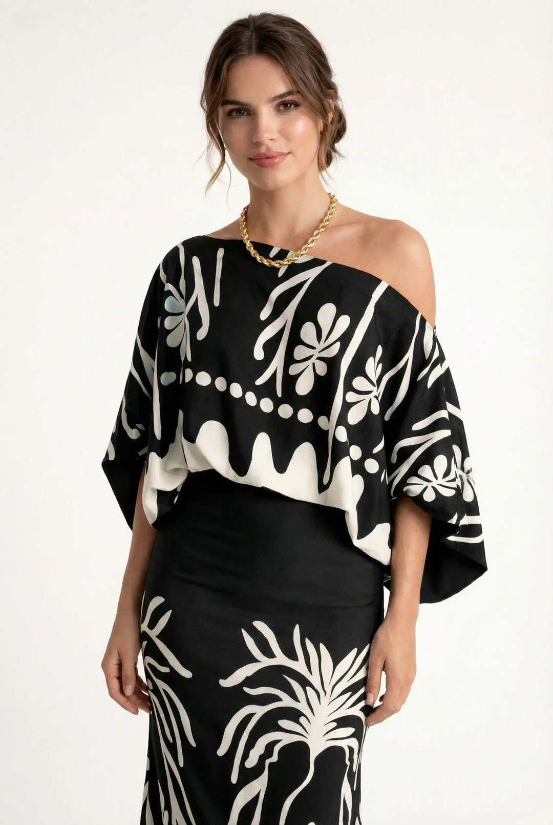 Langer Rock und Bluse mit Frühlingsmotiven - Helene