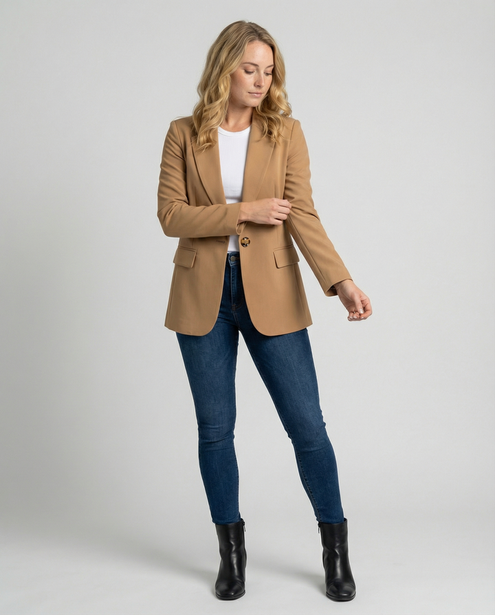 Klassischer Damenblazer mit Revers und Knopf - Irmina