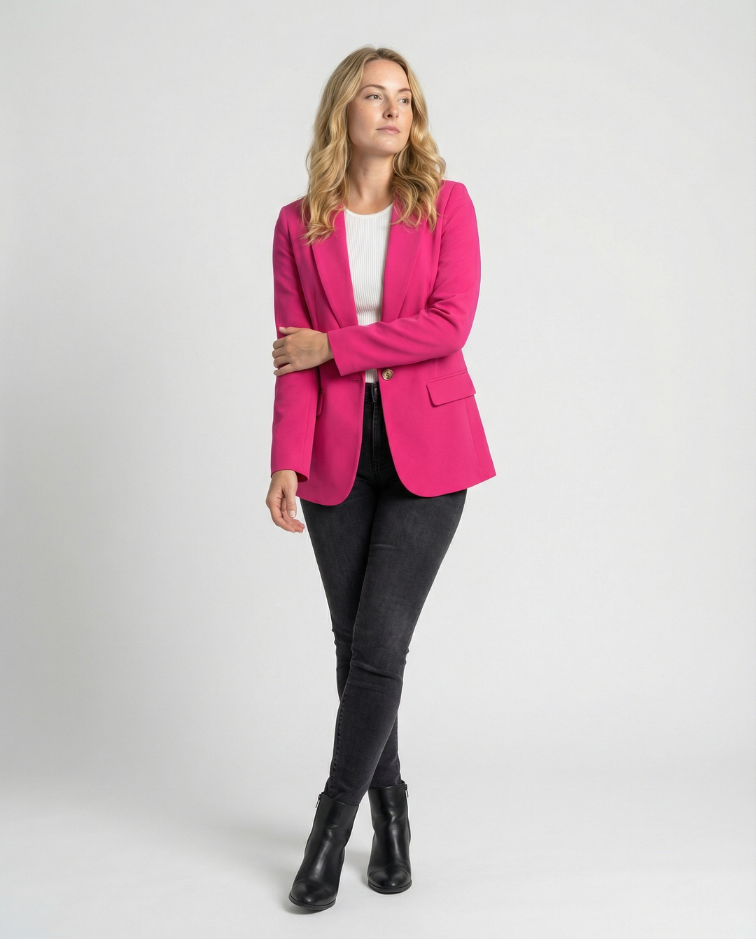 Klassischer Damenblazer mit Revers und Knopf - Irmina