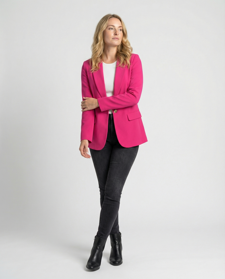 Klassischer Damenblazer mit Revers und Knopf - Irmina