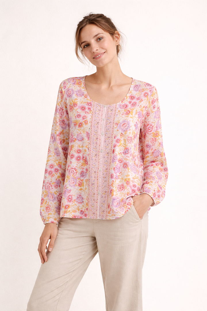 Langärmelige Bluse mit Blumendruck für Frauen - Matilde