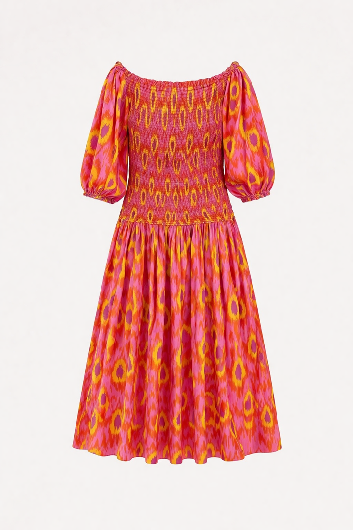 Langes schulterfreies Kleid mit Rüschen für Frauen - Anna