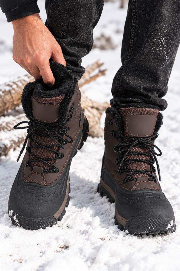 Herren-Schneestiefel mit hohem Schaft, Metallschnürung und Profilsohle - Vardek