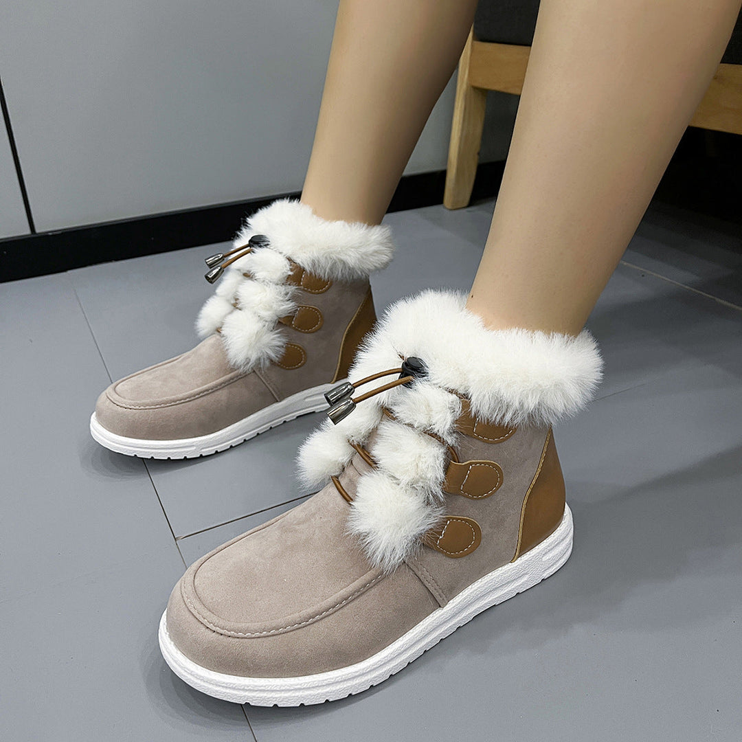 Winterliche Damenstiefelette mit Plüschoberfläche - Yseline