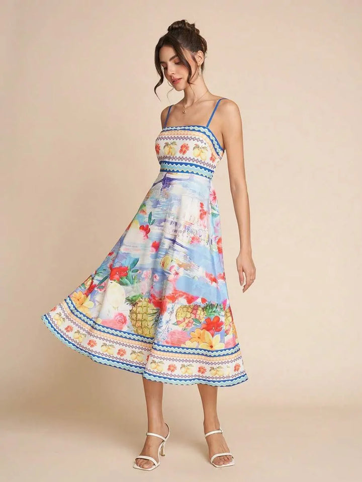 Midikleid mit Blumendruck für Damen - Mirela