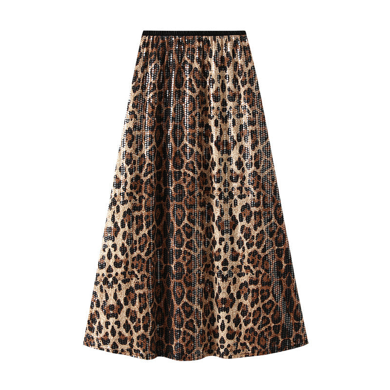 Damenrock mit Leopardenmuster und Pailletten - Ynaris