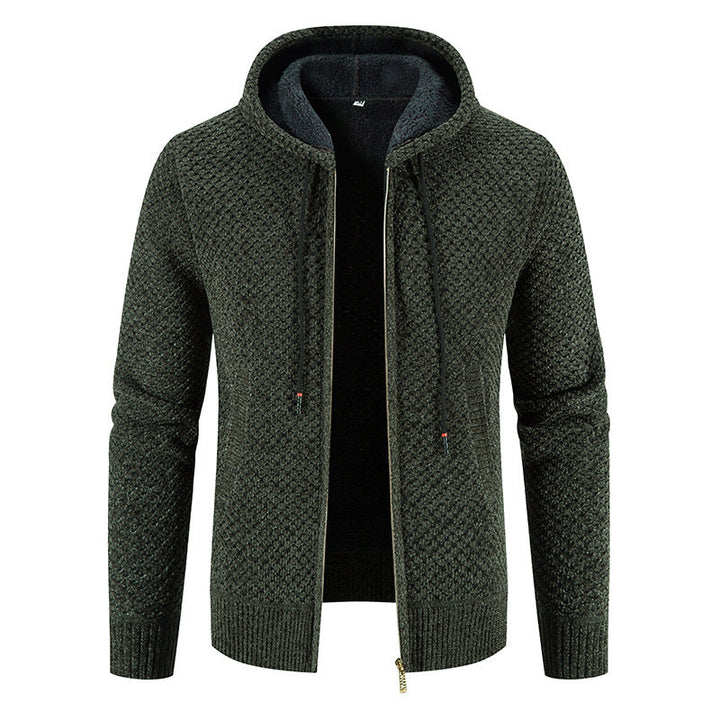 Herrenstrickjacke mit Kapuze und Innenfutter - Rynor