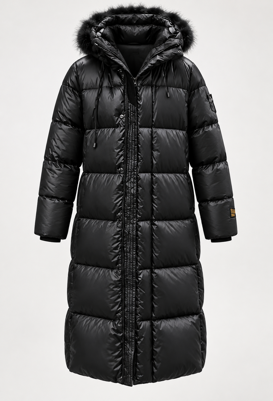 Damen langer Steppmantel mit Kapuze und weitem Schnitt für den Winter - Amalia