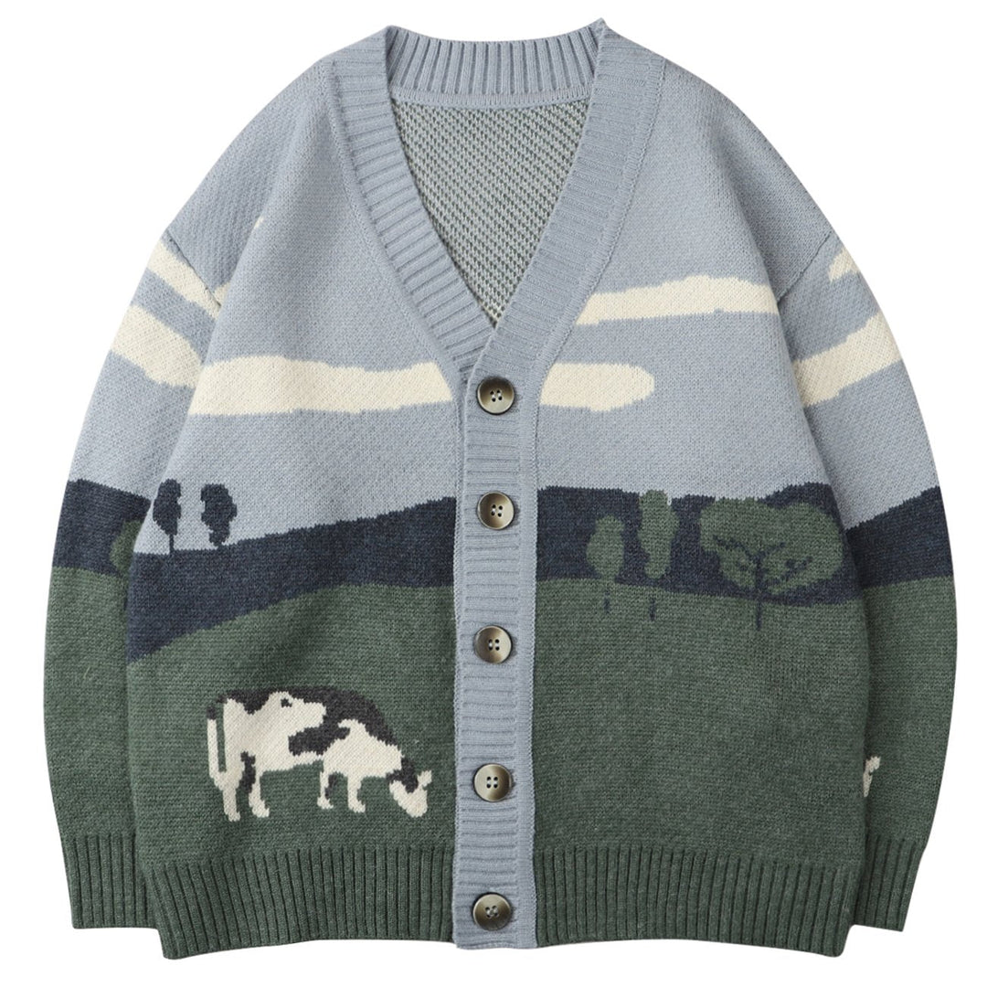 Herrenstrickjacke mit Knopfverschluss und grafischem Muster - Thomas