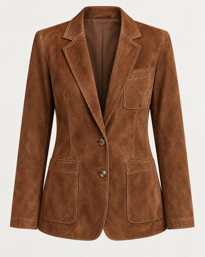 Blazer in Wildlederoptik mit Revers und aufgesetzten Taschen – Zélie
