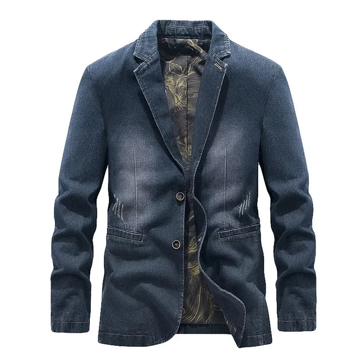 Herren-Jeansjacke im Washed-Look mit Used-Details und zwei Knöpfen – Ivar