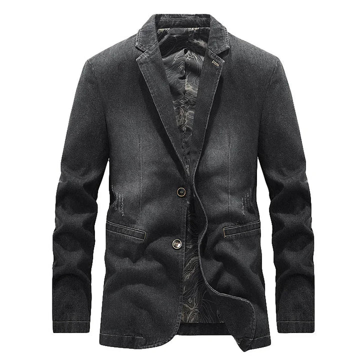 Herren-Jeansjacke im Washed-Look mit Used-Details und zwei Knöpfen – Ivar