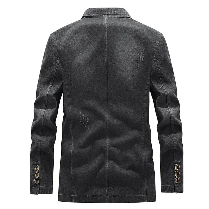 Herren-Jeansjacke im Washed-Look mit Used-Details und zwei Knöpfen – Ivar