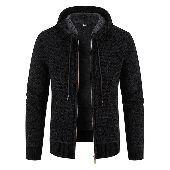 Herrenstrickjacke mit Kapuze und Innenfutter - Rynor