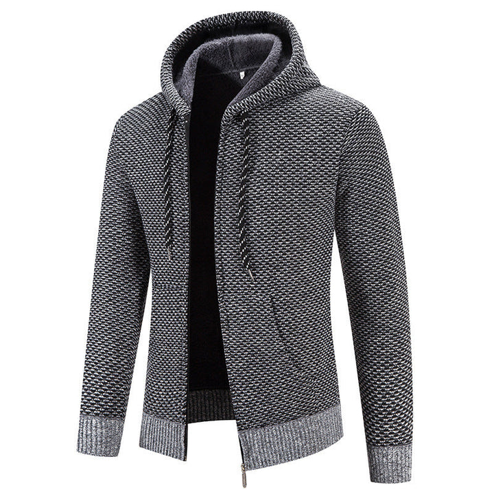 Herrenstrickjacke mit Kapuze und Innenfutter - Rynor