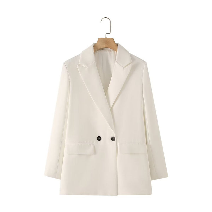 Damen-Blazer mit doppelter Knopfleiste, geradem Schnitt und spitzen Revers – Greta
