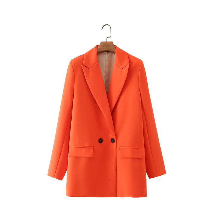 Damen-Blazer mit doppelter Knopfleiste, geradem Schnitt und spitzen Revers – Greta