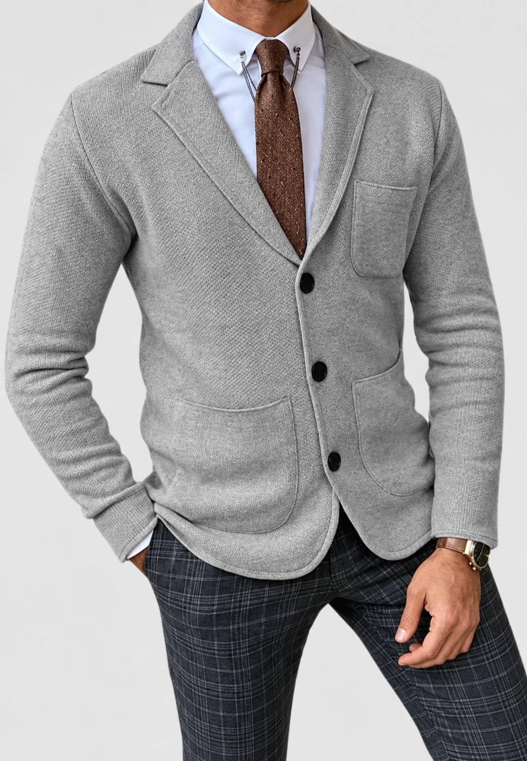 Herren-Strickblazer mit Revers und drei Knöpfen - Sverre