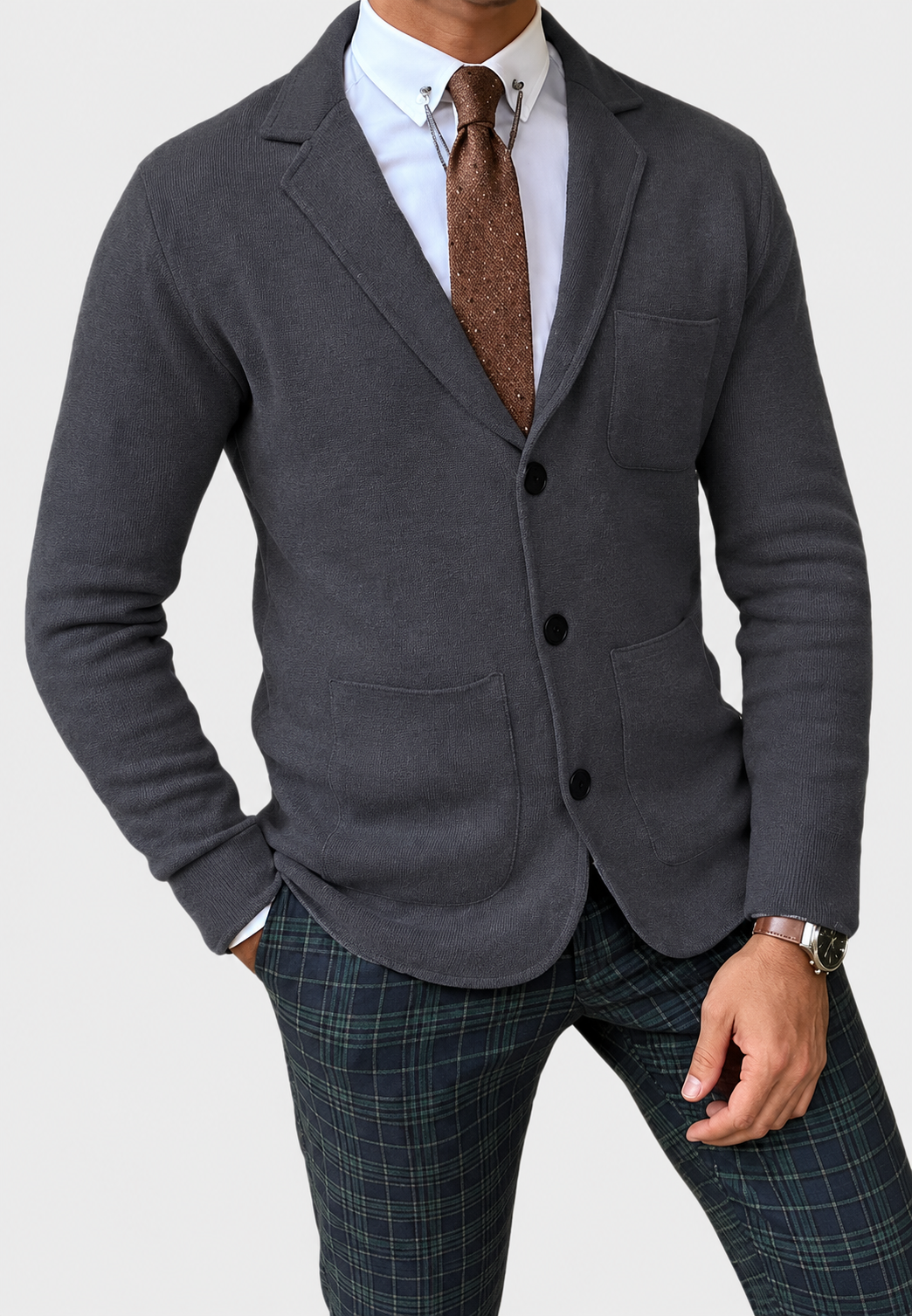 Herren-Strickblazer mit Revers und drei Knöpfen - Sverre