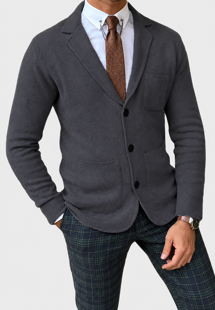 Herren-Strickblazer mit Revers und drei Knöpfen - Sverre