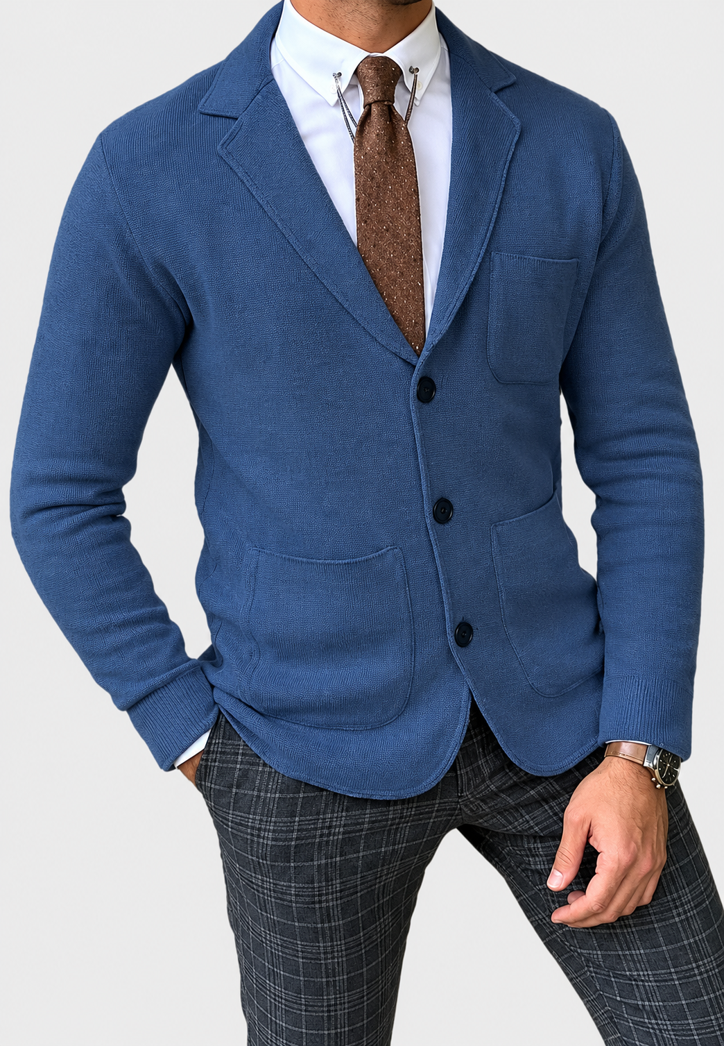 Herren-Strickblazer mit Revers und drei Knöpfen - Sverre