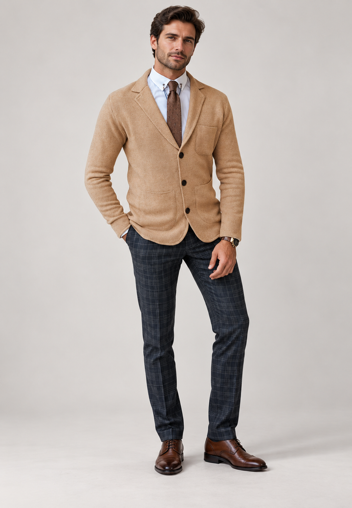 Herren-Strickblazer mit Revers und drei Knöpfen - Sverre