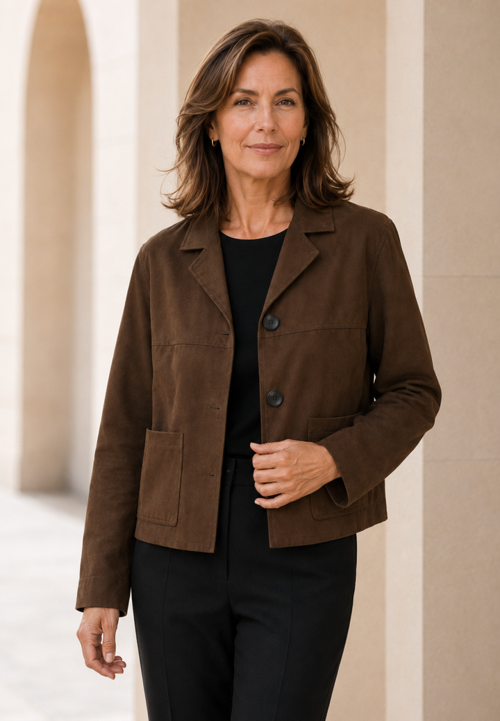 Blazer in Wildlederoptik für Damen mit Knöpfen – Sarah