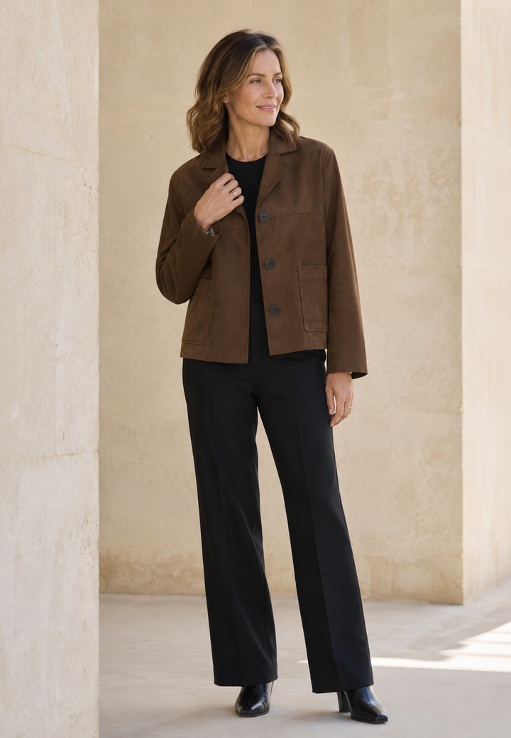 Blazer in Wildlederoptik für Damen mit Knöpfen – Sarah