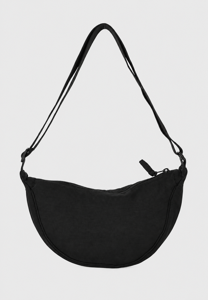 Damen-Umhängetasche aus Nylon in Halbmondform mit verstellbarem Riemen – Apolline