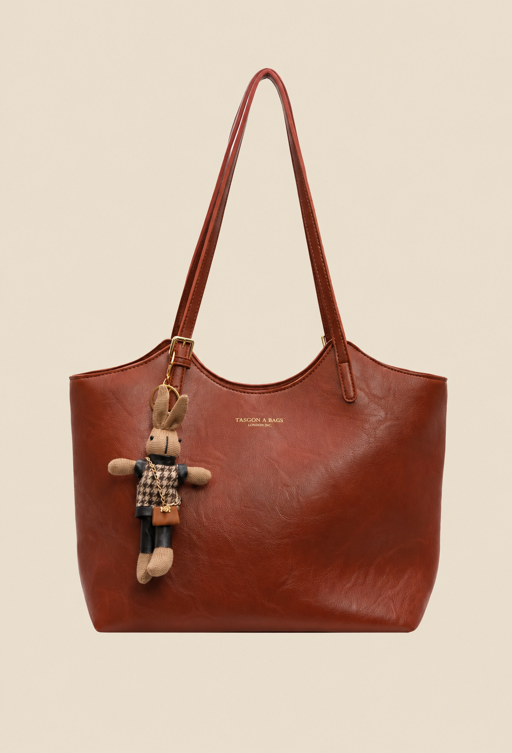 Damen-Shopper aus veganem Leder mit Anhänger