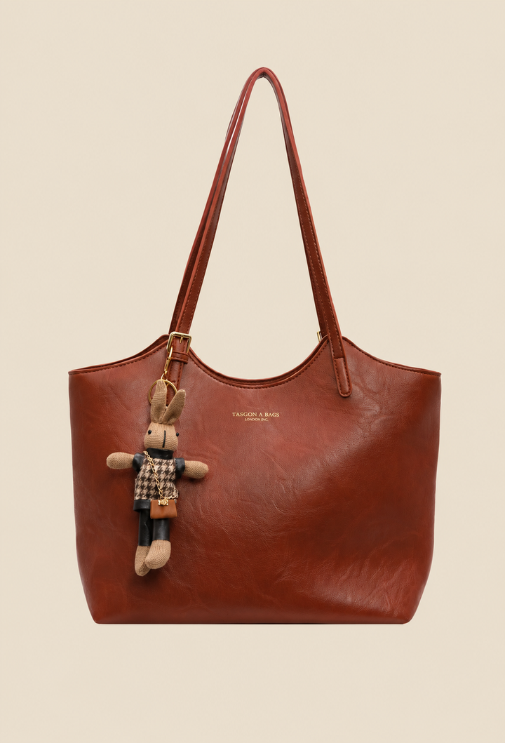 Damen-Shopper aus veganem Leder mit Anhänger