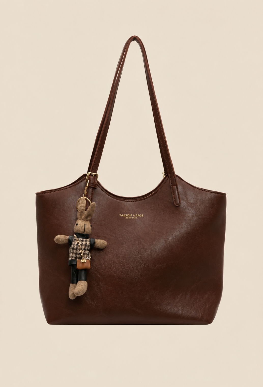Damen-Shopper aus veganem Leder mit Anhänger