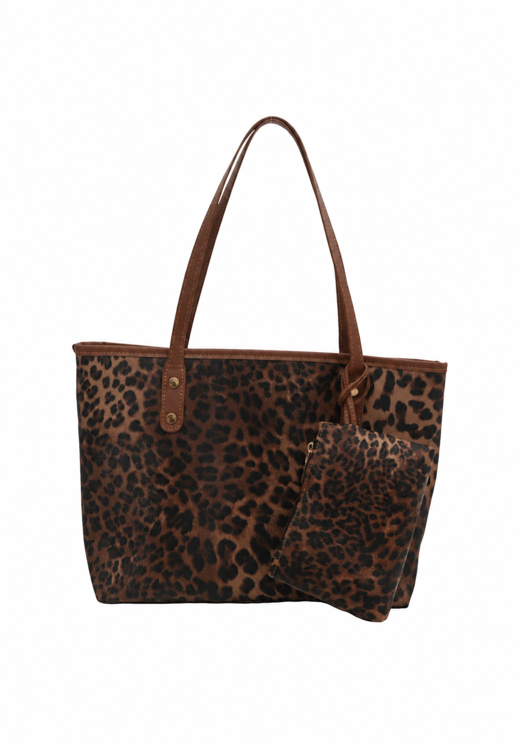 Damen-Shopper-Tasche mit Leopardenmuster und langen Henkeln