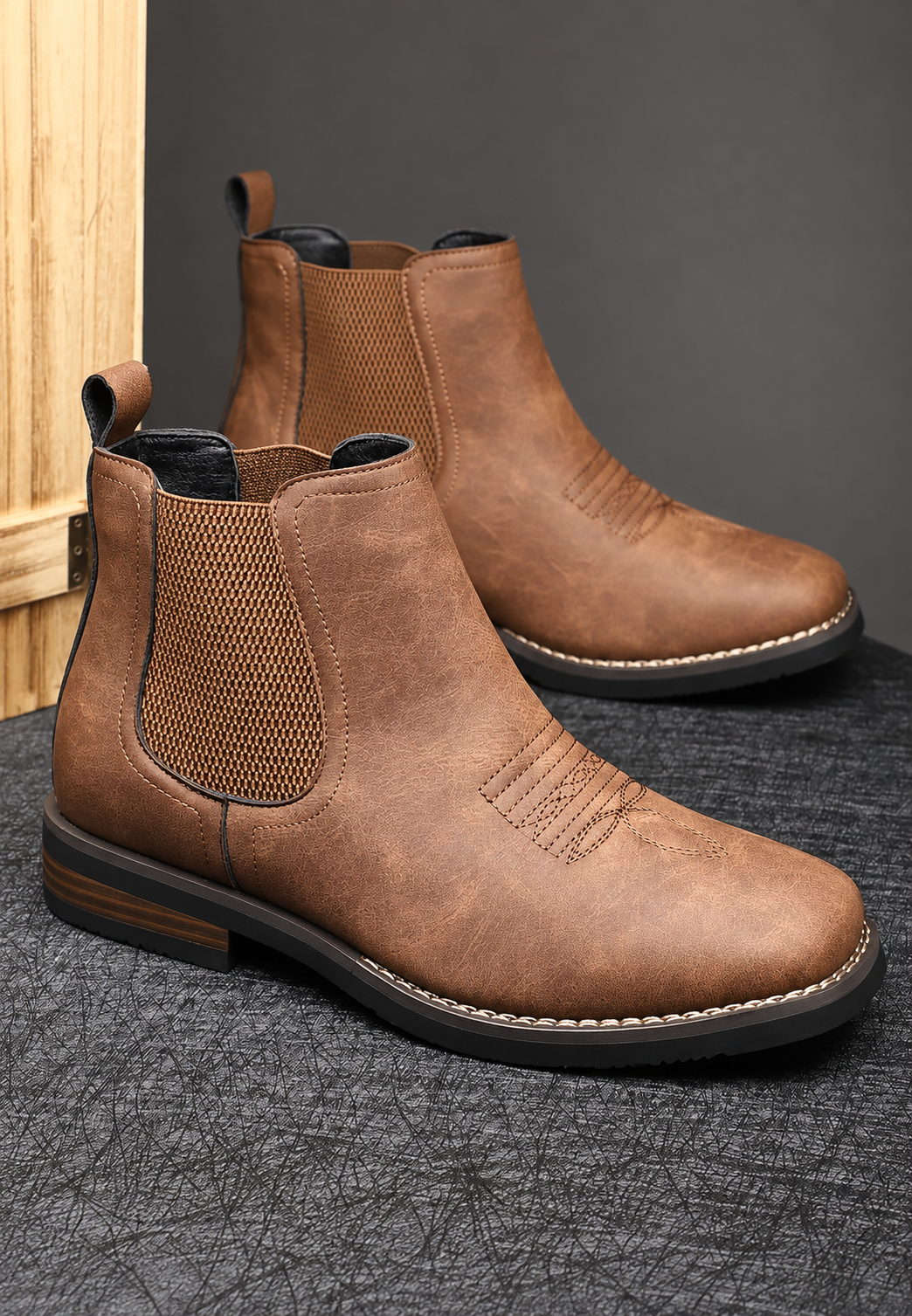 Herren Stiefeletten in Lederoptik mit seitlichen Gummizügen - Eirik