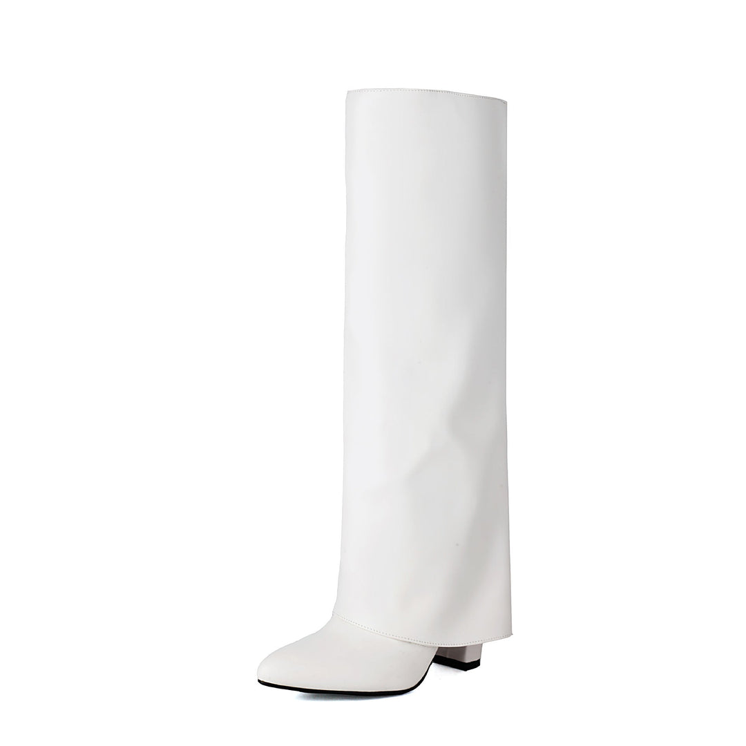 Hohe Damenstiefel mit breitem Schaft und Blockabsatz – Yvette