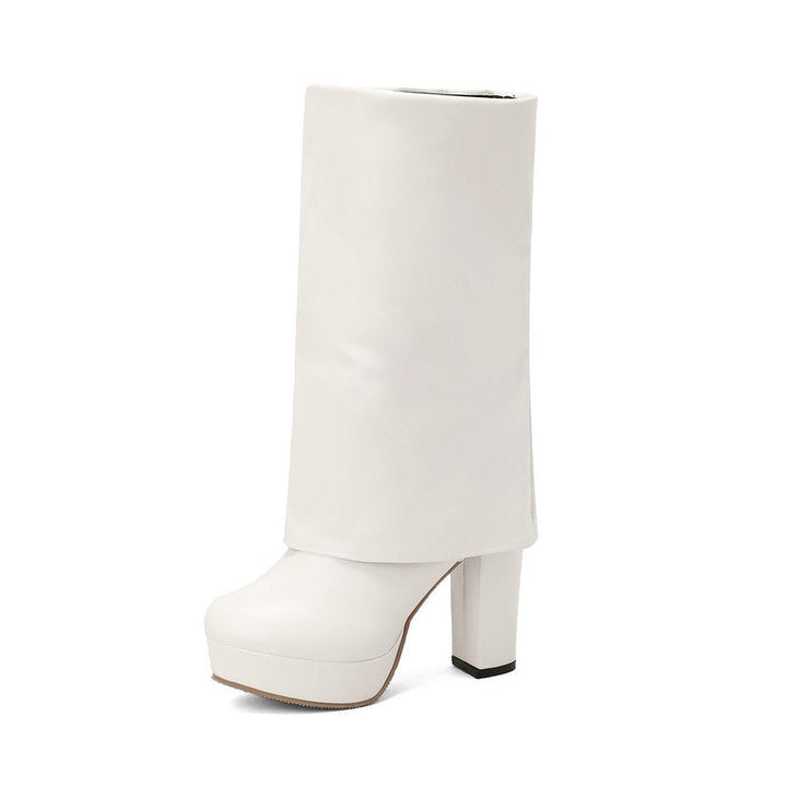 Damenstiefel mit Plateau und Blockabsatz, mittelhoch – Sabine