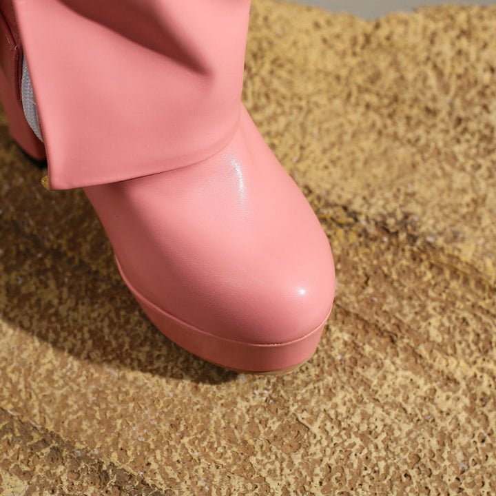 Damenstiefel mit Plateau und Blockabsatz, mittelhoch – Sabine