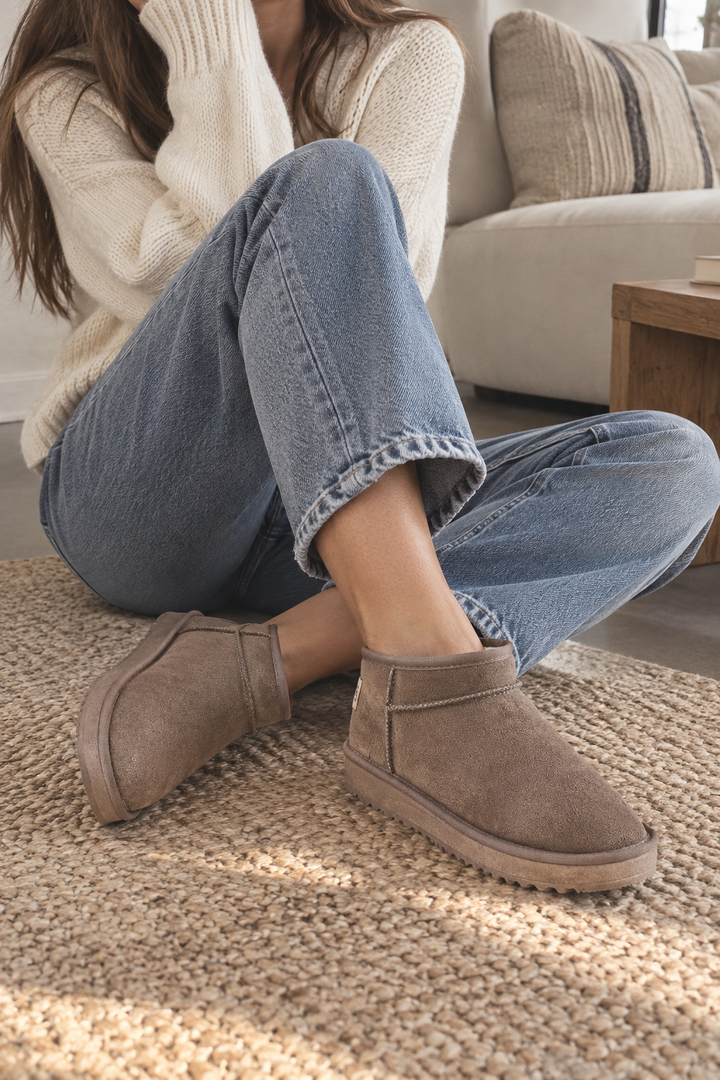 Flache Winterstiefeletten in Wildlederoptik – Nolia
