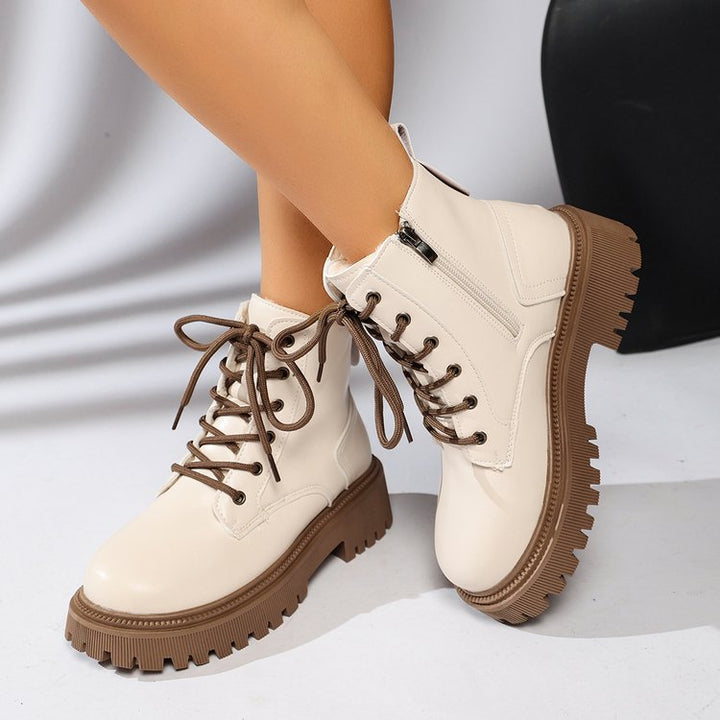 Schnürstiefeletten für Damen mit Track-Sohle und seitlichem Reißverschluss – Kaja