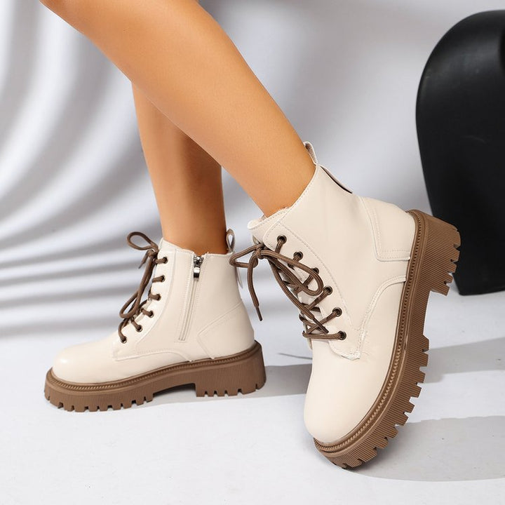 Schnürstiefeletten für Damen mit Track-Sohle und seitlichem Reißverschluss – Kaja
