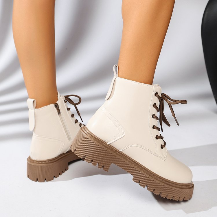 Schnürstiefeletten für Damen mit Track-Sohle und seitlichem Reißverschluss – Kaja