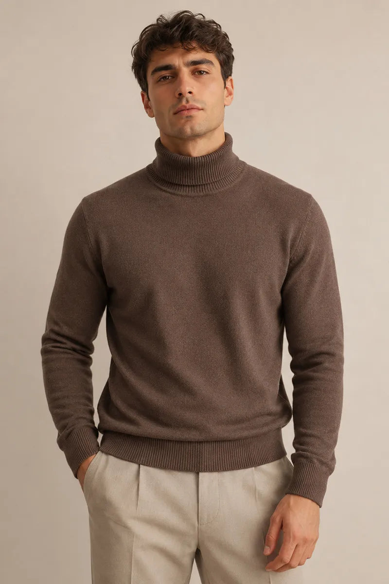 Herrenpullover mit Rollkragen, schmaler Passform, glatter Strick – Caspar