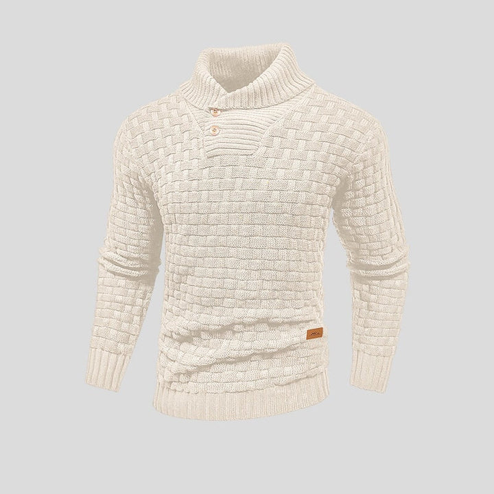 Herrenstrickpullover mit geknöpftem Rollkragen - Keldor