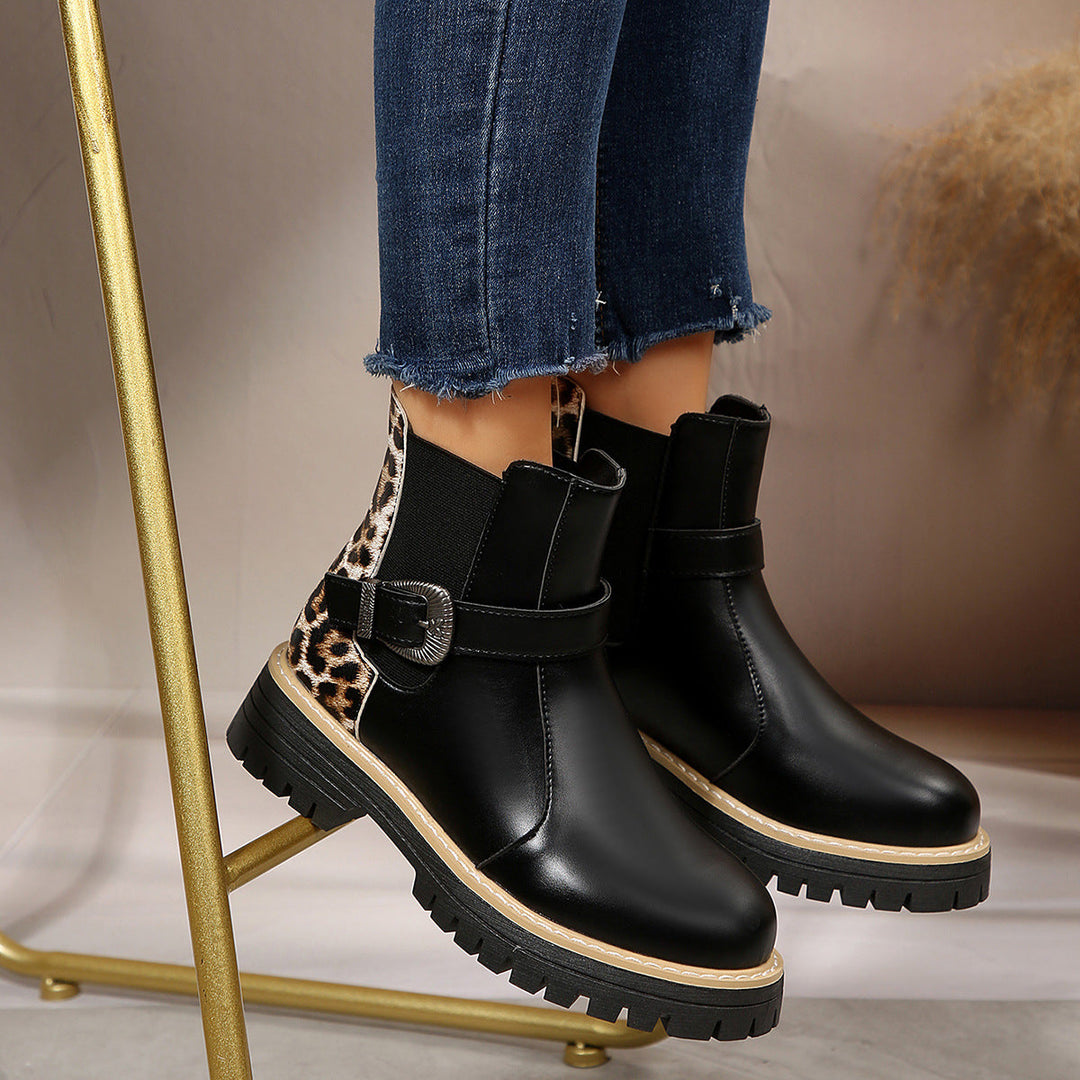 Damen-Stiefeletten mit Leopardenmuster - Elviora