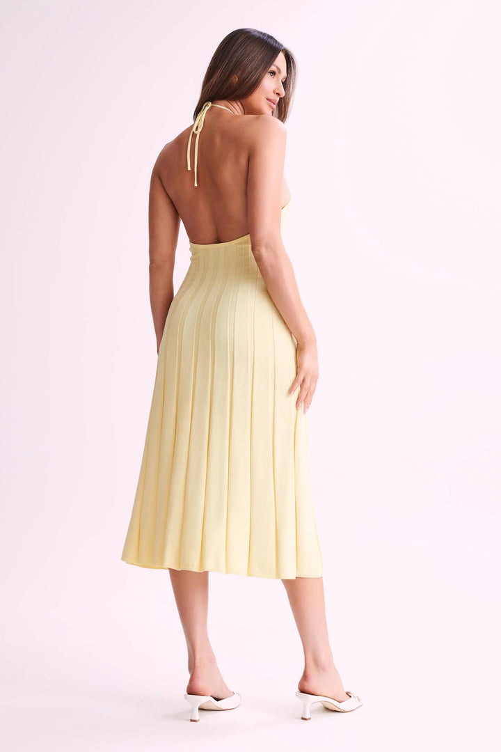 Midikleid aus gewebtem Plissee mit Neckholder - Dalila