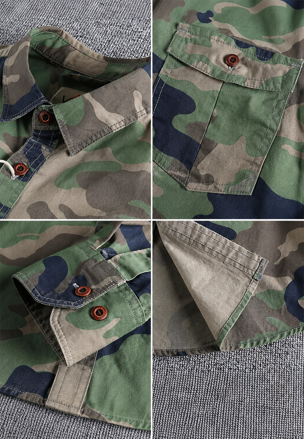 Herrenhemd im Camouflage-Look mit langen Ärmeln und Brusttasche – Orsen
