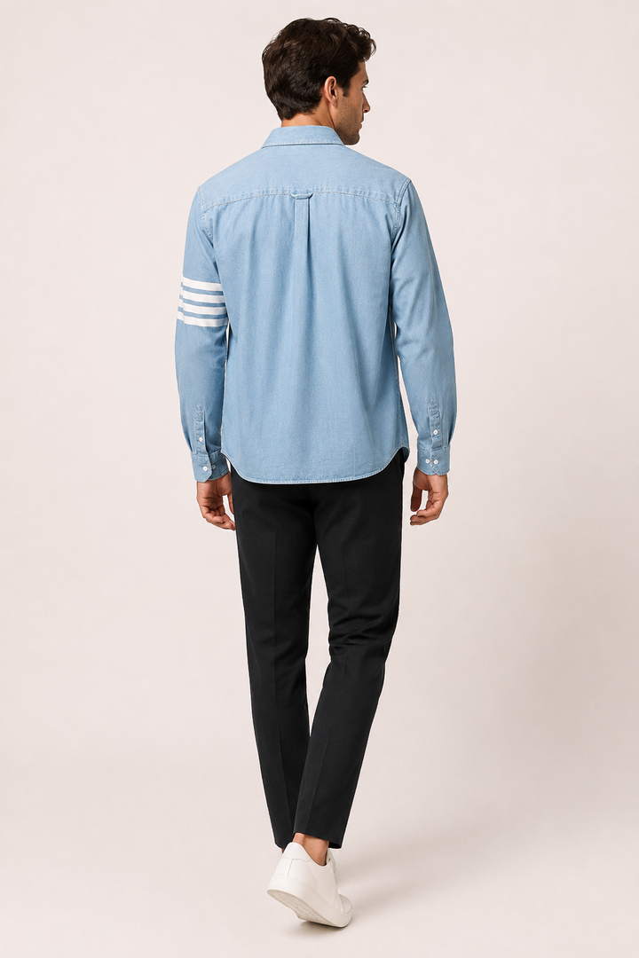 Langärmliges Herren-Jeanshemd mit Tasche – Lennart